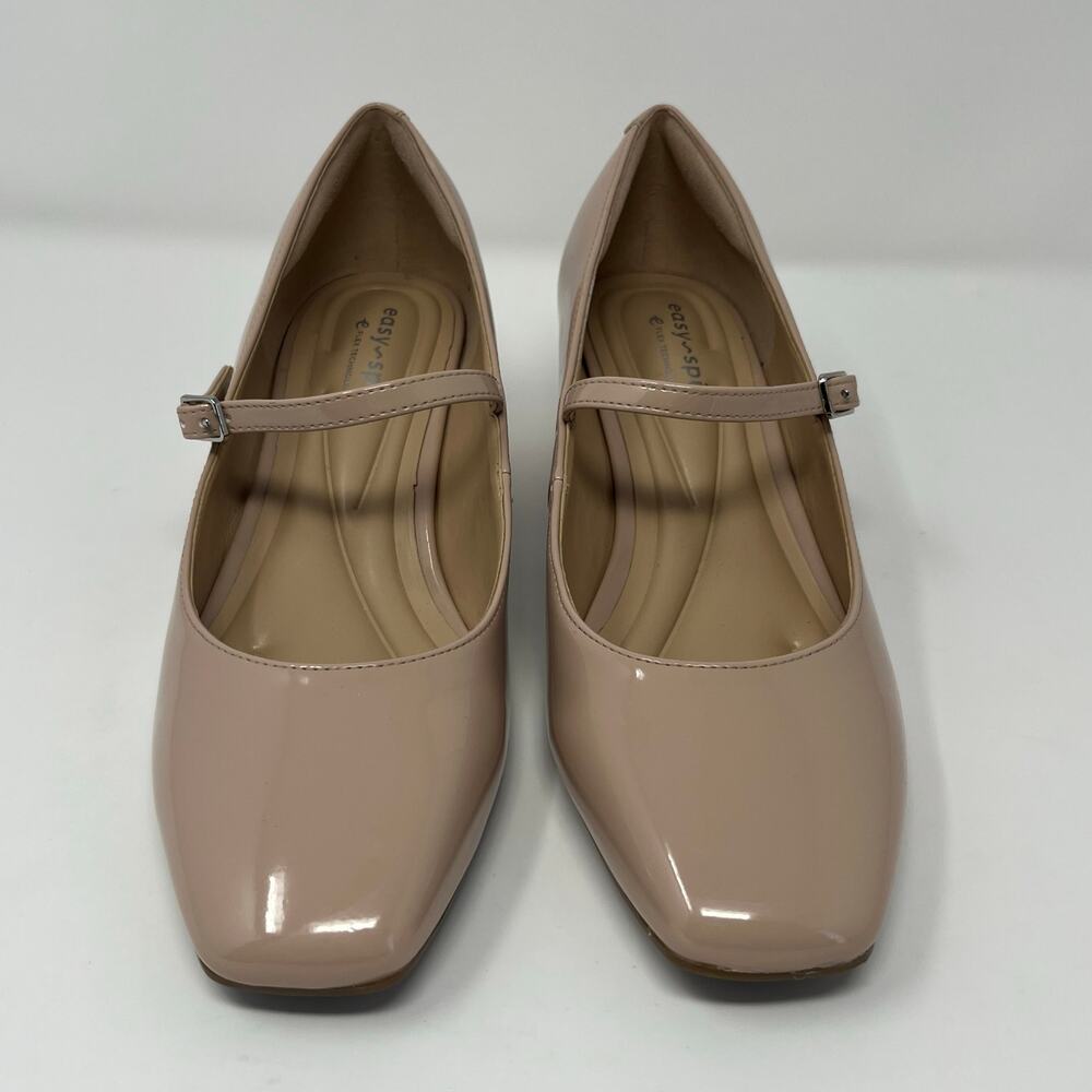 Easy Spirit Mary-Jane Neutral Block Heel Square Toe Brown Nude Size 6 Pumps